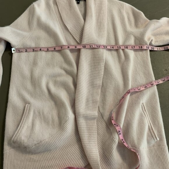 Quince Womens XL 100% Cashmere Cardigan Sweater Open Cowl Neck Pockets Pink - Picture 9 of 11